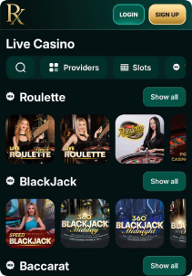 RX Casino Mob Screen live games