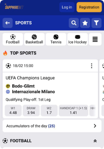 Sapphire Casino Mob Screen sports games