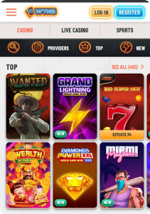 Wyns Casino Mob Screen slots games