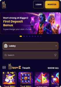 BiggerZ Casino Mob Screen slots games