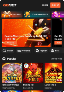 GGBet Casino Mob Screen slots games