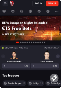 RoosterBet Casino Mob Screen sports