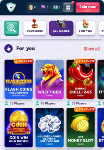 SafeCasino Casino Mob Screen slots games