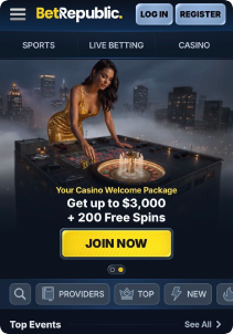 Betrepublic Casino Mob Screen main page
