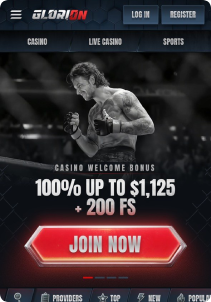Glorion Casino Mob Screen main page