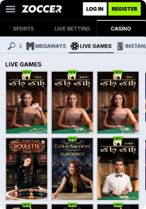 Zoccer Casino Mob Screen live games