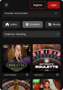 Chipstars.bet Casino Mob Screen live games