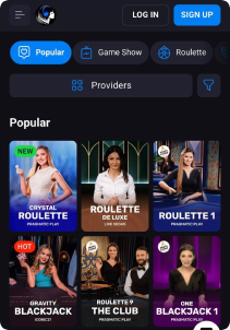 LuckyVibe Casino Mob Screen live games