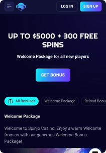 Spinjo Casino Mob Screen promotions