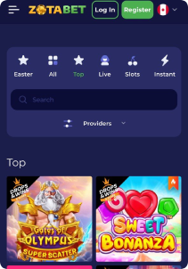 Zotabet Casino Mob Screen slots games