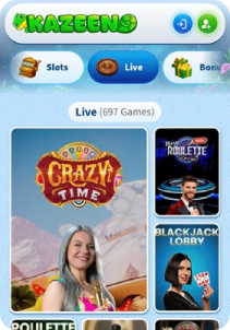 Kazeeno casino screen3 live games