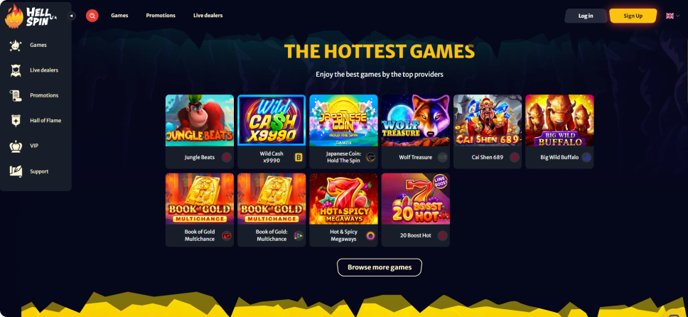 HellSpin Casino desktop screenshot