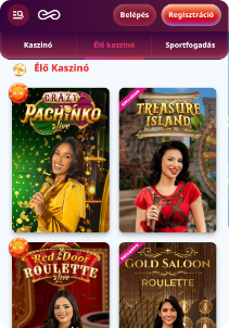 Infinity Casino mobile screen live casino