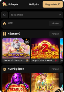 Fairspin Casino mobile screen slots games