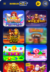 BubblesBet casino mobile screen slots games