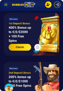 BubblesBet casino mobile screen promotions