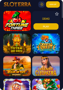 Sloterra Casino mobile screen live games