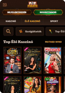 FatPirate Casino mobile screen live games