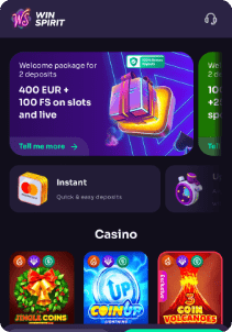 Winspirit Casino mobile screen welcome bonus