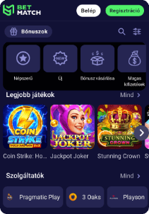 Betmatch Casino mobile screen slots games