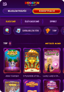 DuoSpin Casino mobile screen slots games