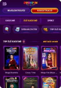 DuoSpin Casino mobile screen live games