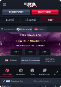 Mafia Casino mobile screen sports