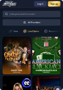 GanGsta Casino mobile screen live games