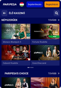 Paripesa Casino mobile screen live games