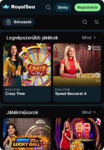RoyalSea Casino mobile screen live games