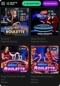 Granawin Casino mobile screen liive games
