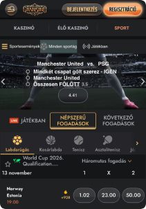 Gransino Casino mobile screen sports