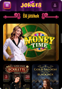 Joker8 Casino mobile screen live games