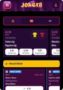 Joker8 Casino mobile screen sports