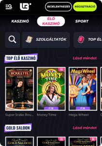 Lunubet Casino mobile screen live games