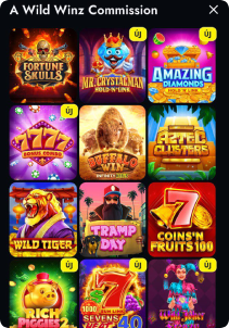 WildWinz Casino mobile screen slots games