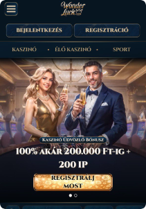 Wonderluck Casino mobile screen mane page