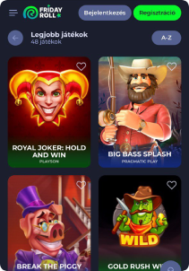 FridayRoll Casino mobile screen slots games