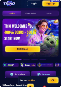 Trino Casino mobile screen main pane