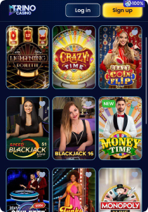 Trino Casino mobile screen live games