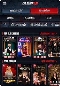 Glorion Casino mobile screen live games