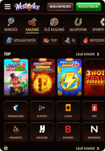 Westace Casino mobile screen slots games