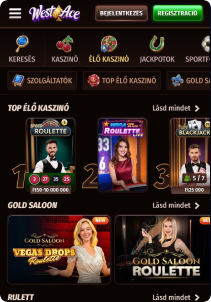 Westace Casino mobile screen live games