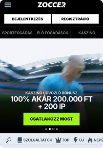 Zoccer Casino mobile screen main pane
