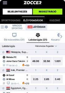 Zoccer Casino mobile screen sports games