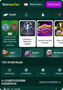 SpinBetter Casino mobile screen main pane