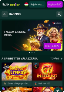 SpinBetter Casino mobile screen slots games