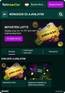 SpinBetter Casino mobile screen promotions