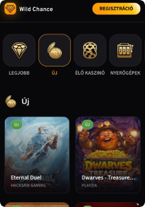 WildChance Casino mobile screen slots games
