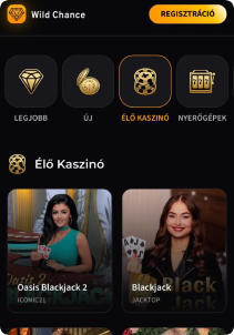 WildChance Casino mobile screen live games